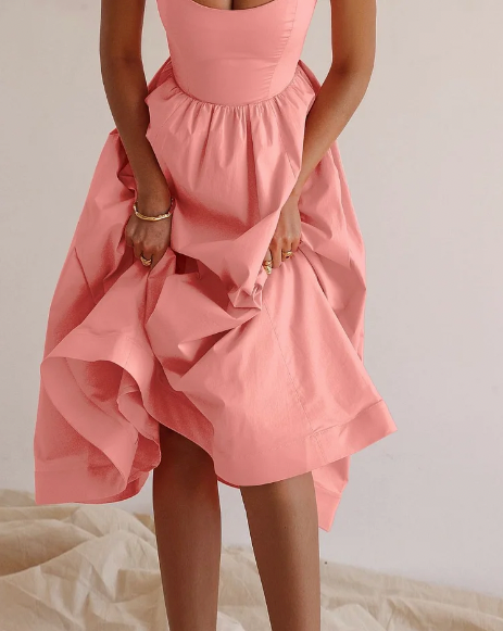 Midi dress with spaghetti straps