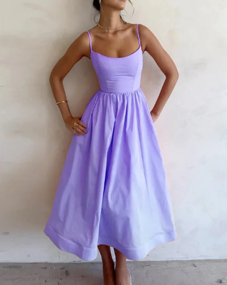 Midi dress with spaghetti straps