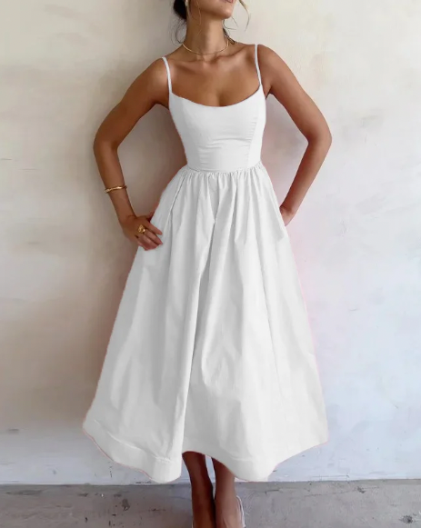 Midi dress with spaghetti straps
