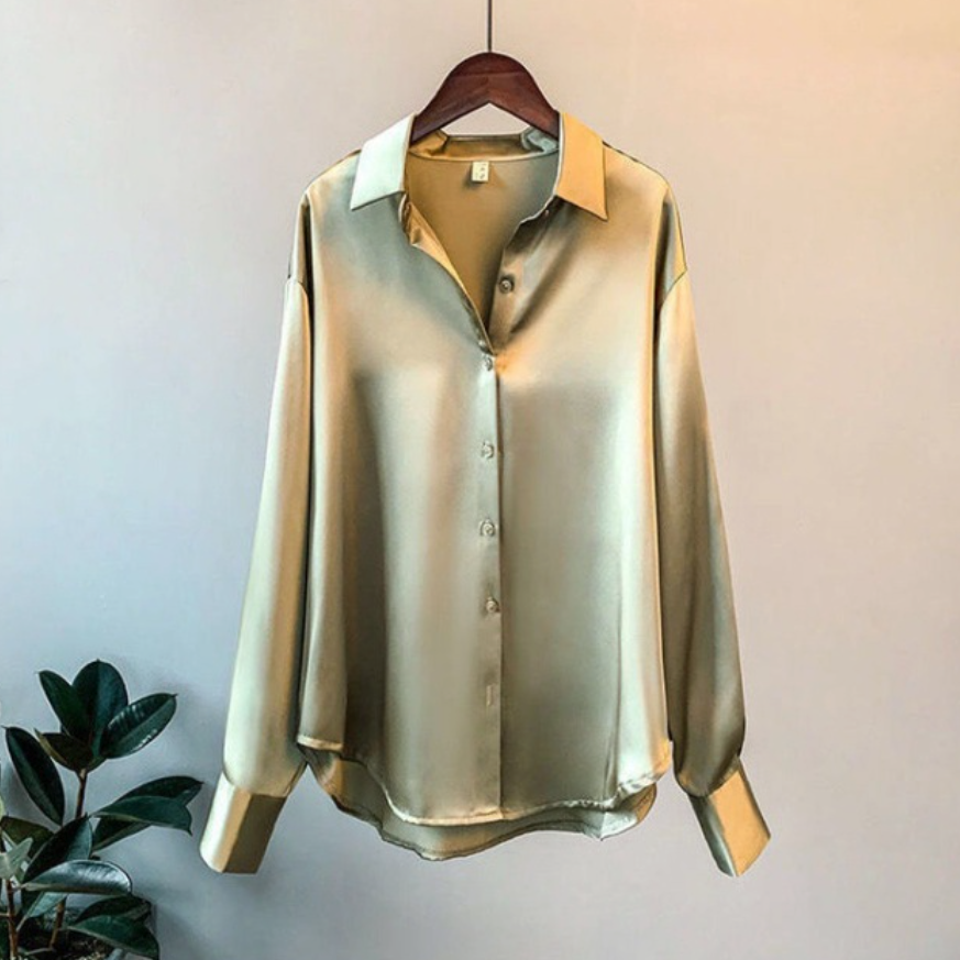 Women’s Loose Fit Button Down Satin Blouses
