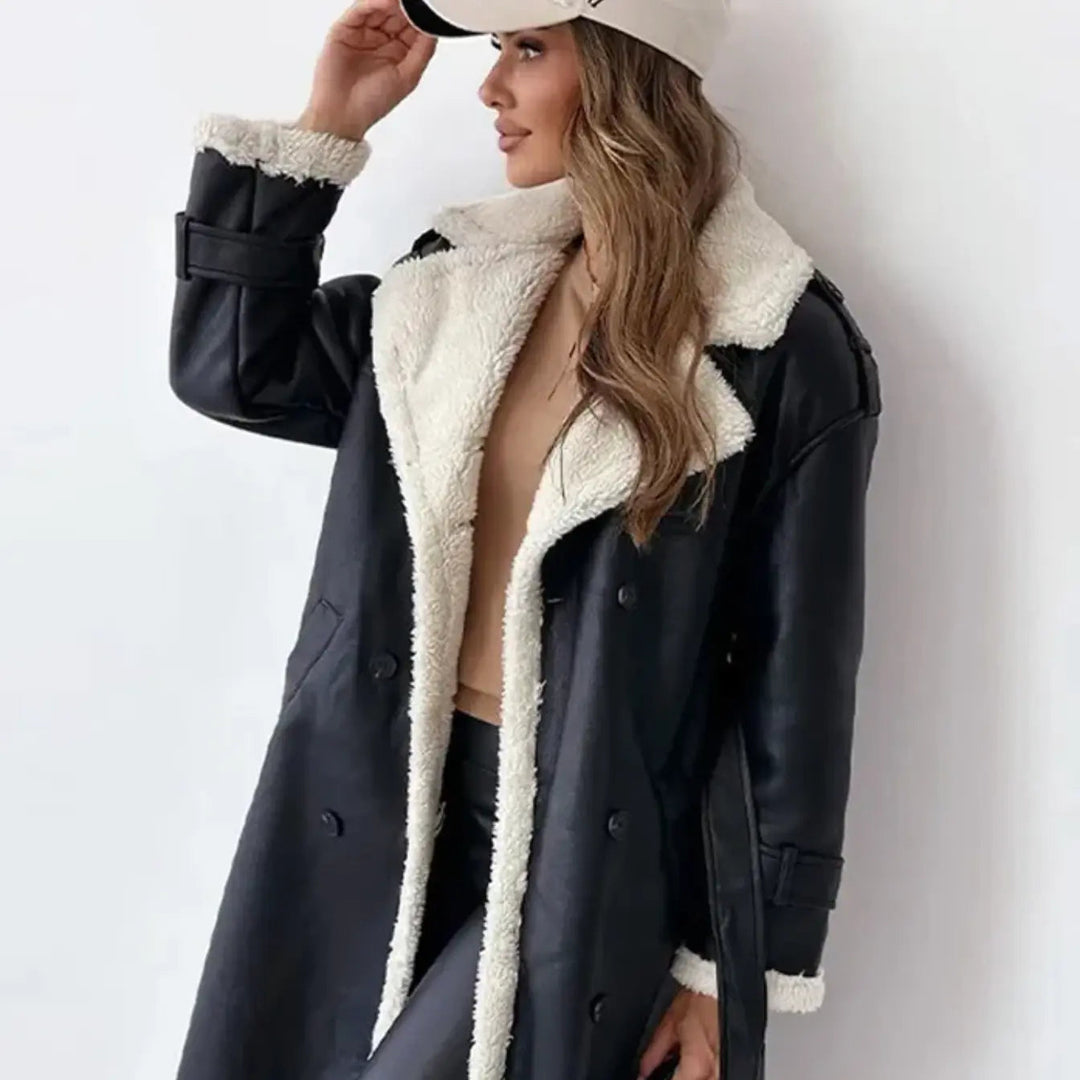 Mune | Long Classic Jacket with Fleece Lining and Teddy Collar