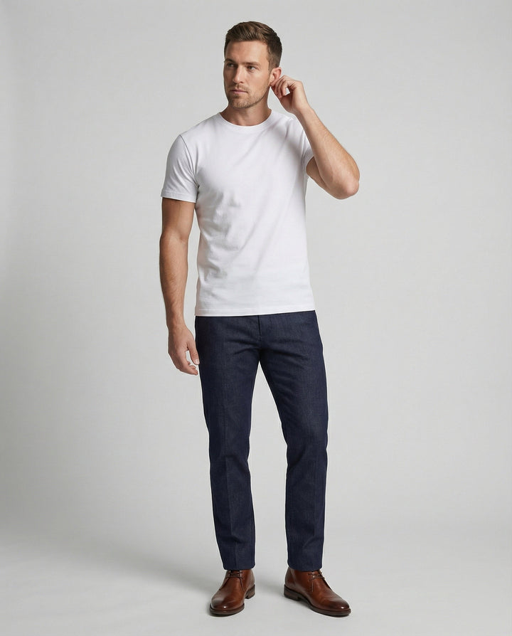 Heavy 320g cotton T-shirt men's loose fit American style white