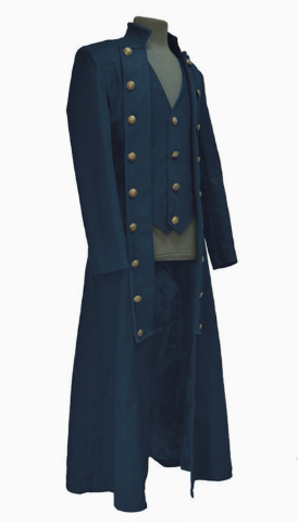 Men's fitted frock coat with integrated vest, adjustable waist lacing at the back, and double-row decorative buttons Mune Fashion