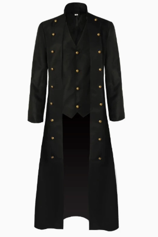 Men's fitted frock coat with integrated vest, adjustable waist lacing at the back, and double-row decorative buttons Mune Fashion