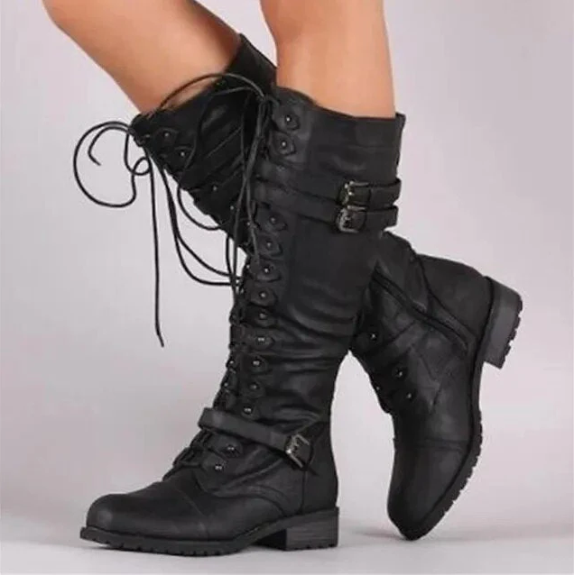 Mune | Retro Lace-Up Boots with Buckle