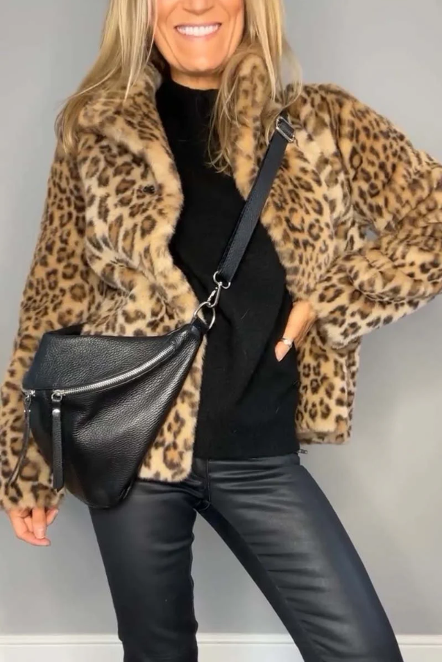 Mune | Classic Ladies Winter Coat with Leopard Print