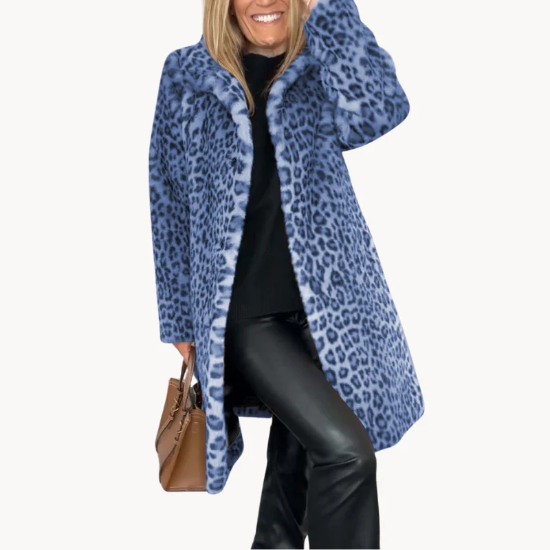 Mune | Classic Ladies Winter Coat with Leopard Print