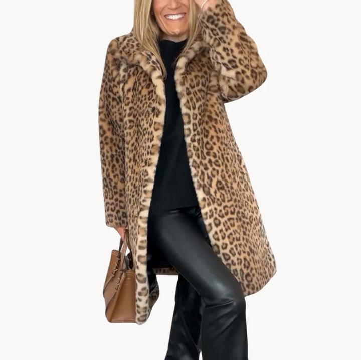 Mune | Classic Ladies Winter Coat with Leopard Print