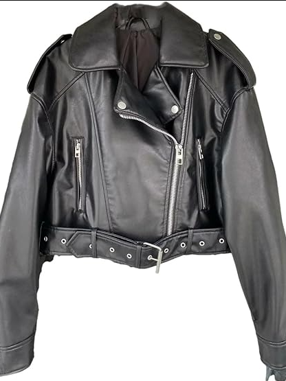 Mune | Leather Lapel Cropped Jacket with Belt