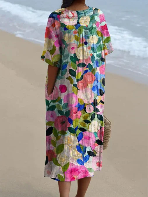 Mune Fashion | Casual dress with floral print made of breathable cotton fabric