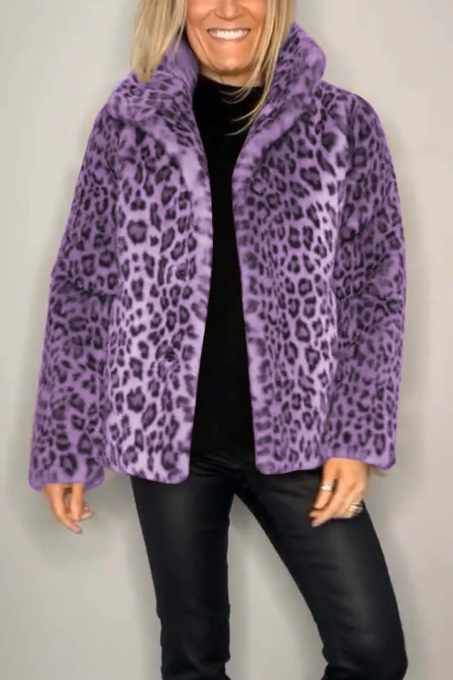 Mune | Classic Ladies Winter Coat with Leopard Print