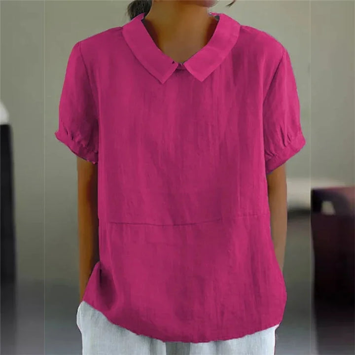 Mune Fashion | Comfortable Cotton Linen Blouse with Peter Pan Collar