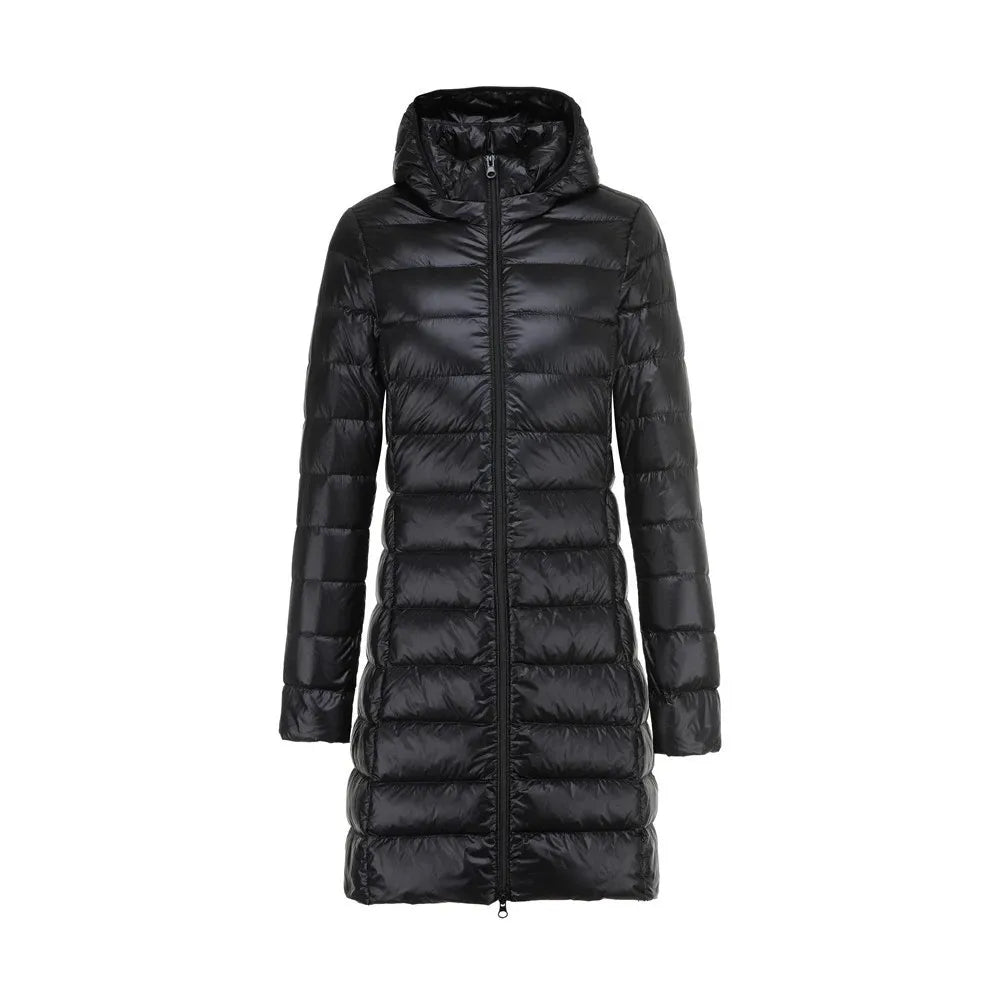 Mune | Long Lightly Padded Jacket with Detachable Hood for Women Ideal for Winter