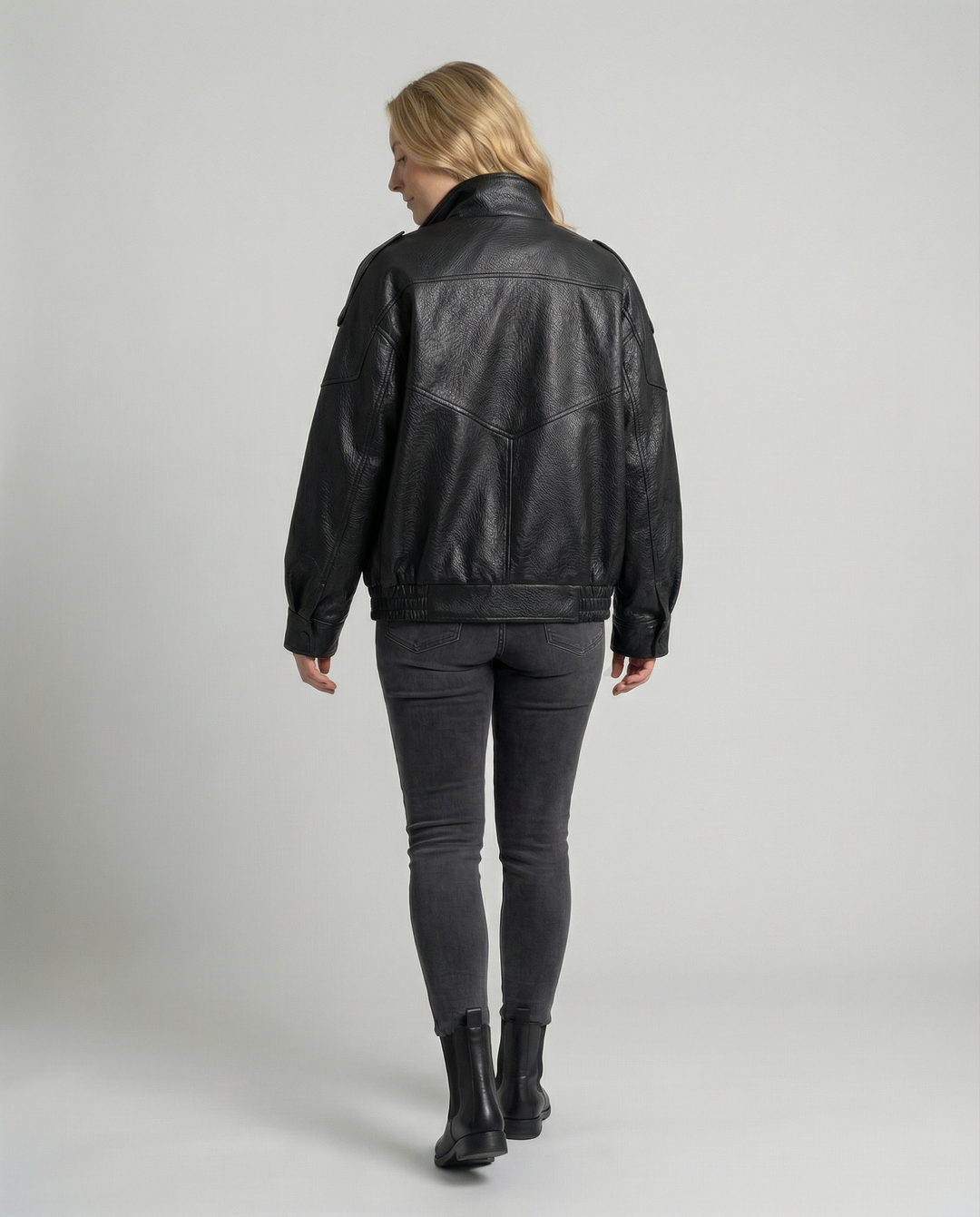 Asymmetrical women's leather jacket