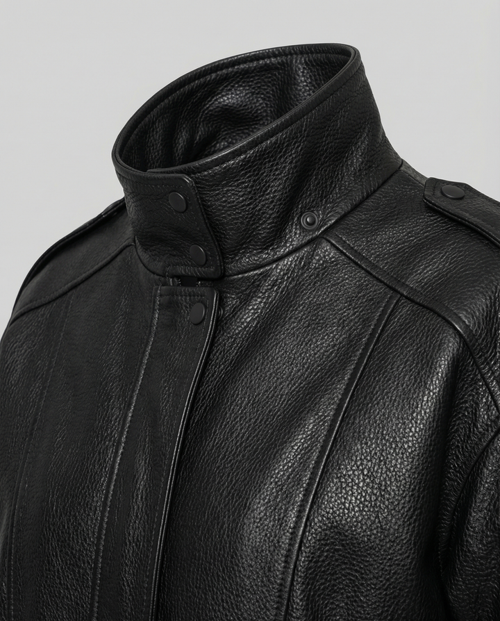 Asymmetrical women's leather jacket