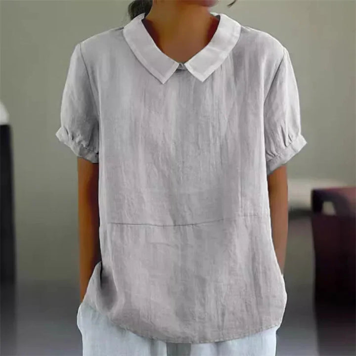 Mune Fashion | Comfortable Cotton Linen Blouse with Peter Pan Collar