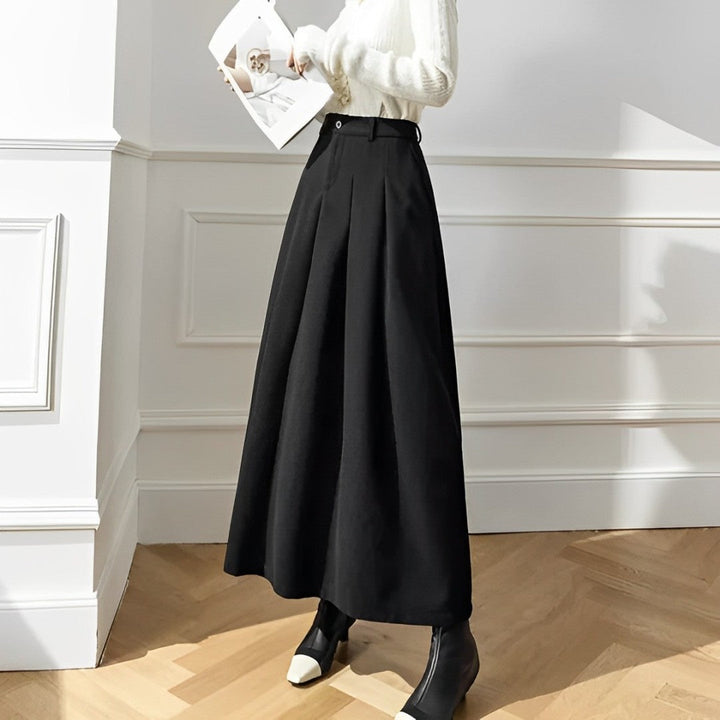 Mune | Skirt with high waist and pleats made of wool