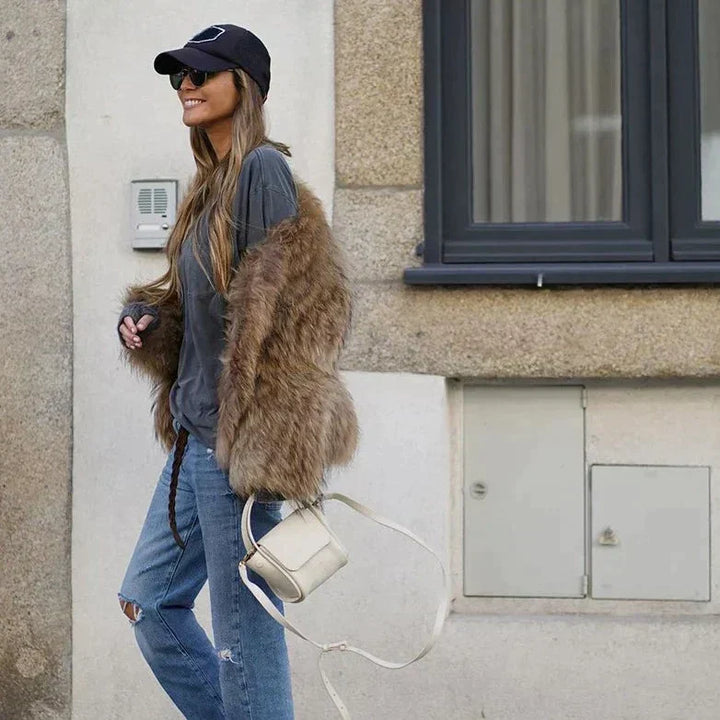 Mune | Women's Cropped Jacket Made Of Faux Fur