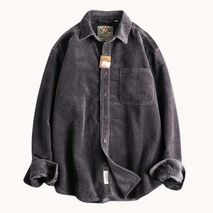 Men’s Casual Brown Corduroy Long Sleeve Shirt