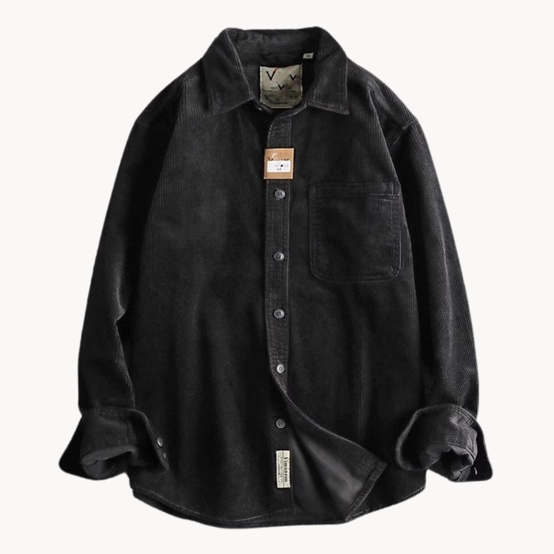 Men’s Casual Brown Corduroy Long Sleeve Shirt