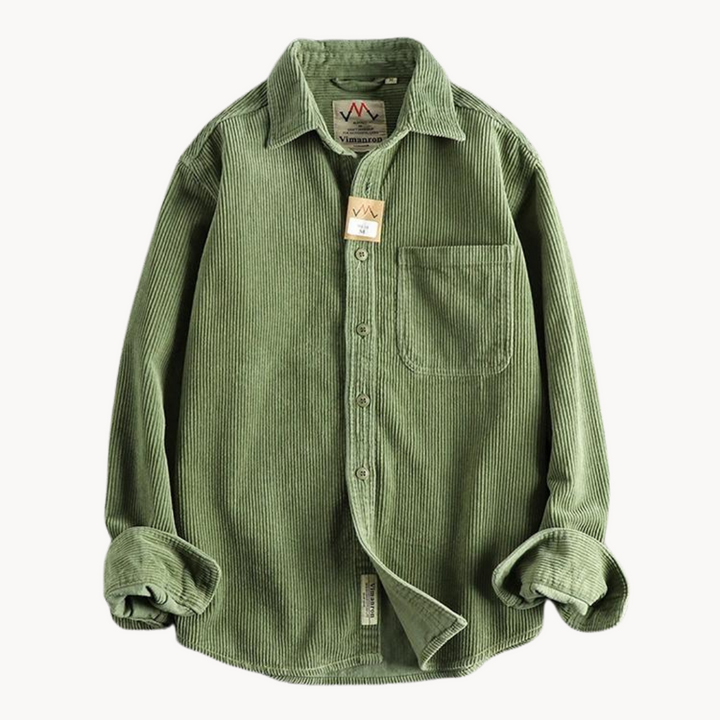 Men’s Casual Brown Corduroy Long Sleeve Shirt