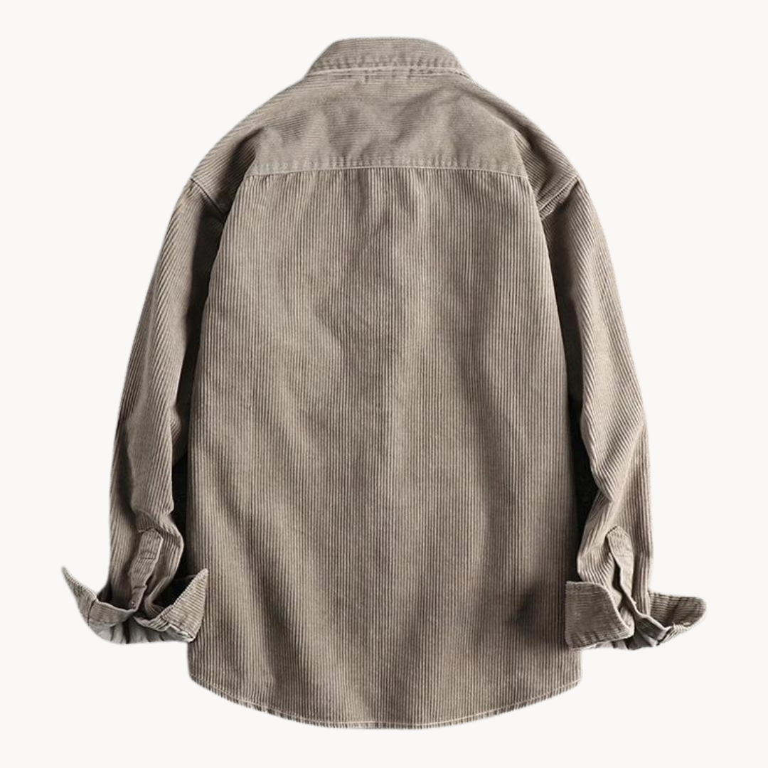 Men’s Casual Brown Corduroy Long Sleeve Shirt