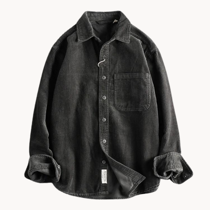 Men’s Casual Brown Corduroy Long Sleeve Shirt