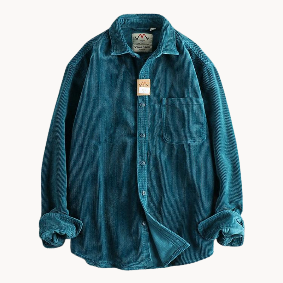 Men’s Casual Brown Corduroy Long Sleeve Shirt