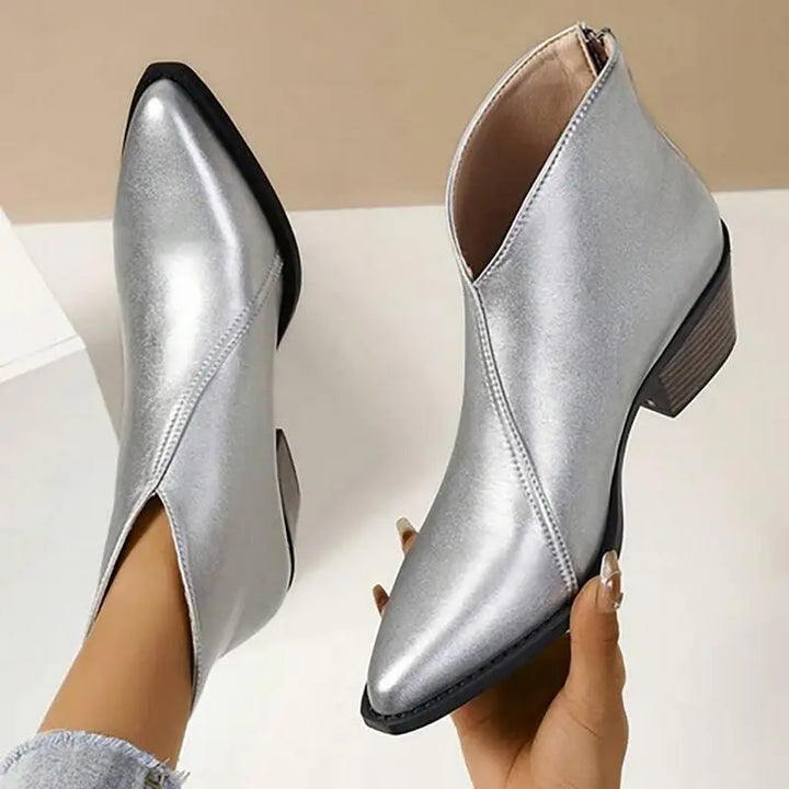 Women's leather ankle boots with pointed toe & platform heel | Mune Fashion