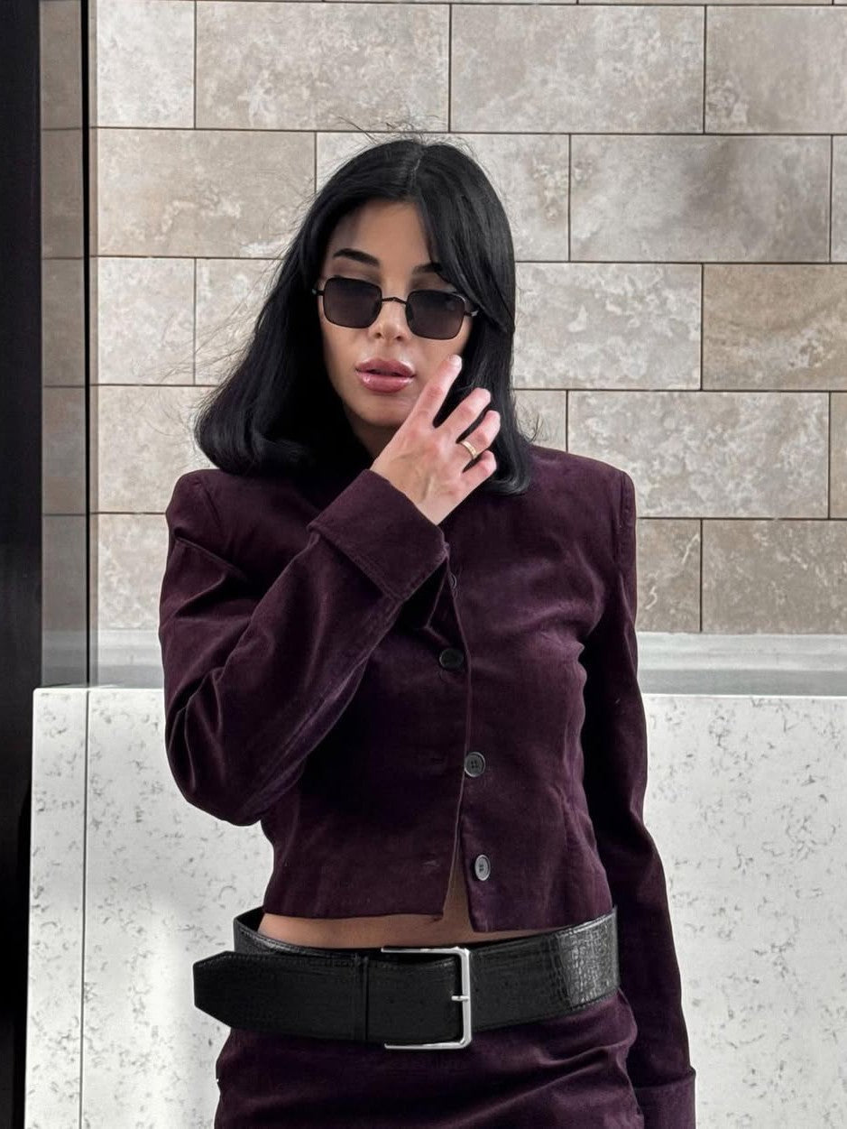 Mune | Jacket & Short Skirt with Belt Coordination Set