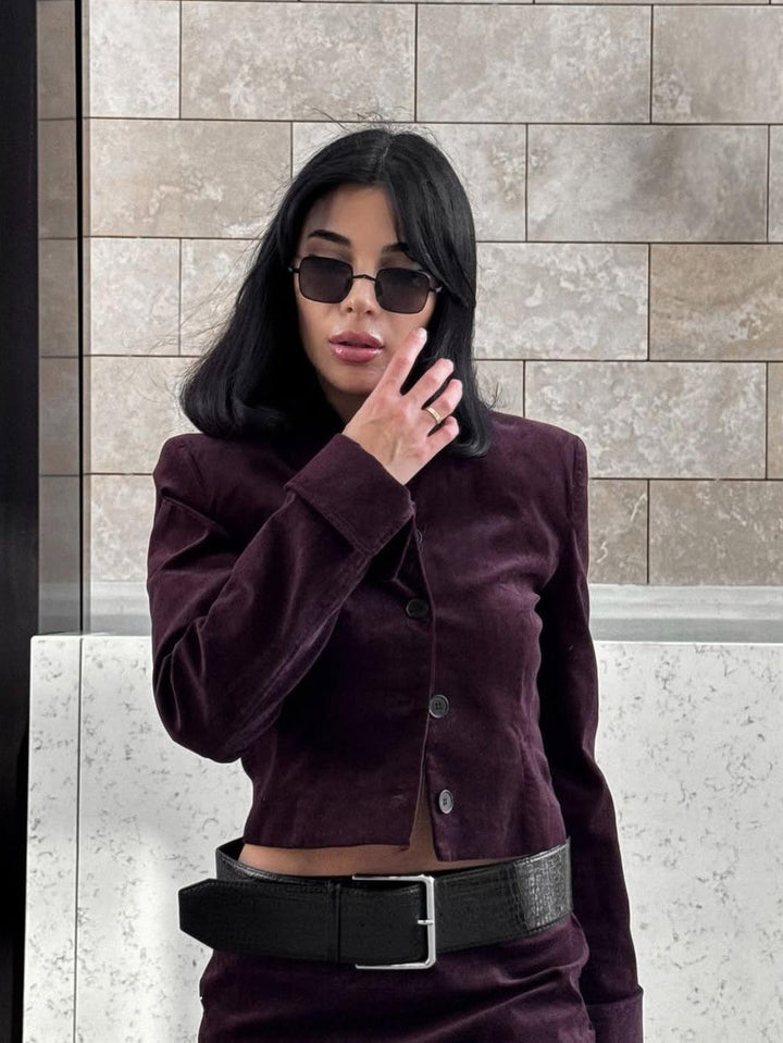 Mune | Jacket & Short Skirt with Belt Coordination Set