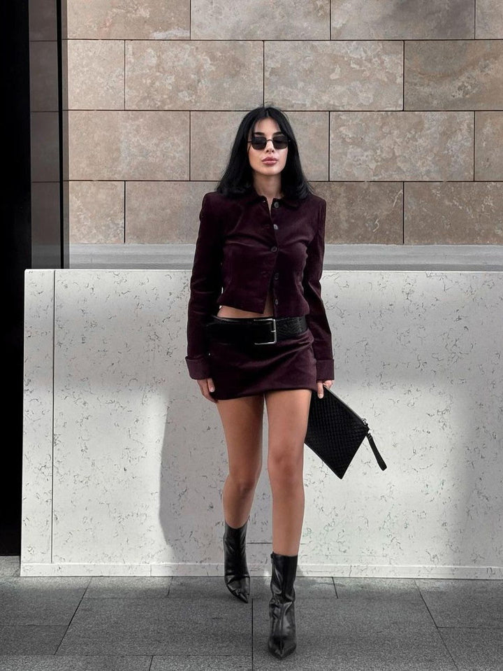 Mune | Jacket & Short Skirt with Belt Coordination Set