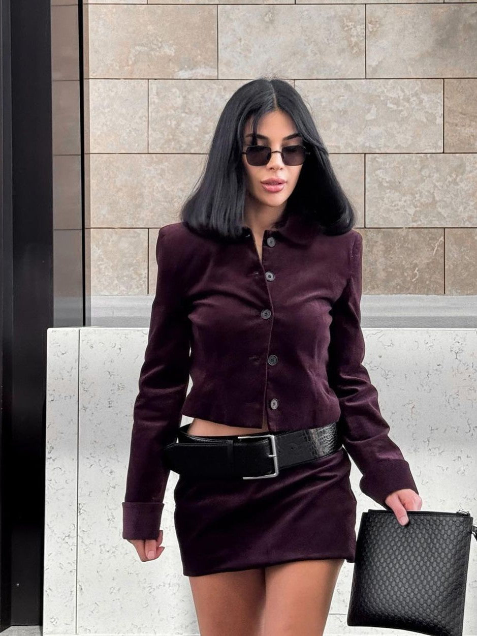Mune | Jacket & Short Skirt with Belt Coordination Set