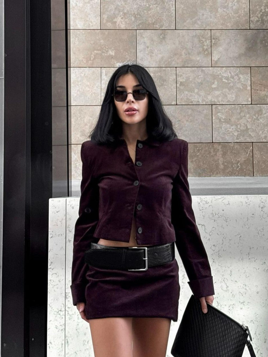 Mune | Jacket & Short Skirt with Belt Coordination Set