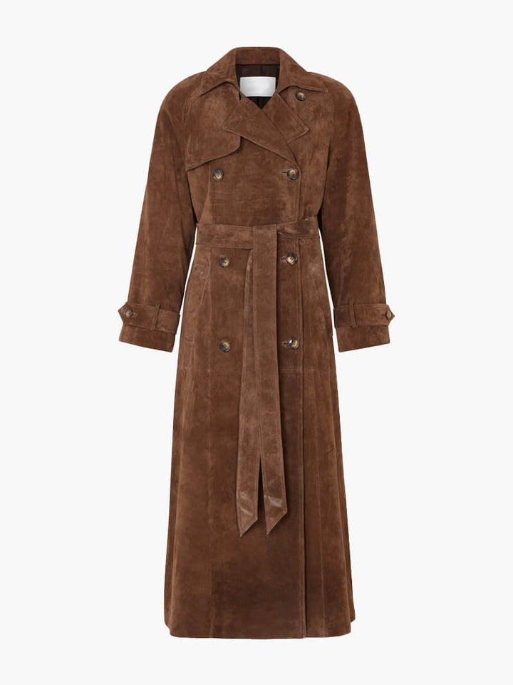Mune | Long Women's Trench Coat with Suede Look