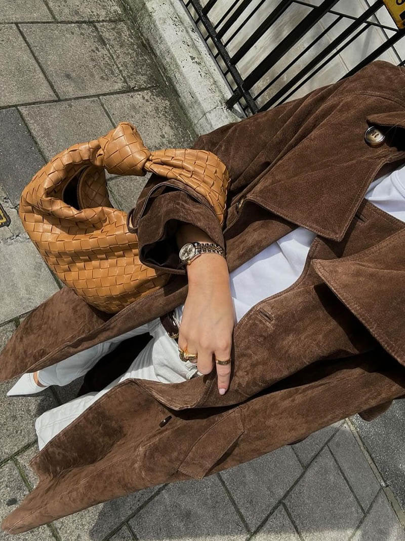 Mune | Long Women's Trench Coat with Suede Look