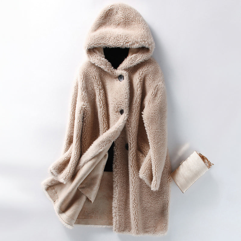 Mune | Warm Women's Teddy Jacket with Hood and Buttons