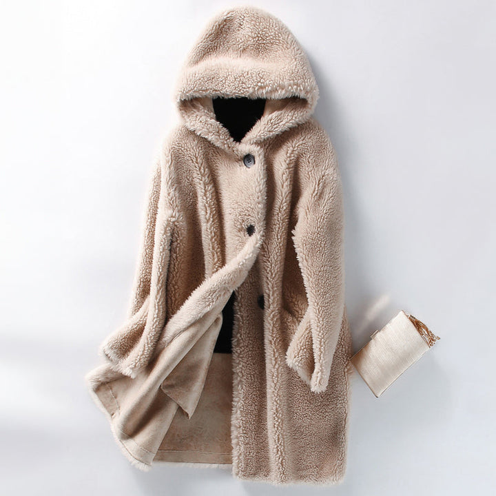 Mune | Warm Women's Teddy Jacket with Hood and Buttons