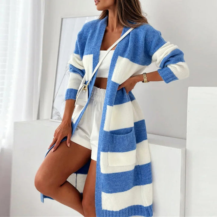 Mune | Women's Long Striped Cardigan with Long Sleeves and Pockets