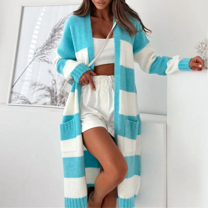 Mune | Women's Long Striped Cardigan with Long Sleeves and Pockets