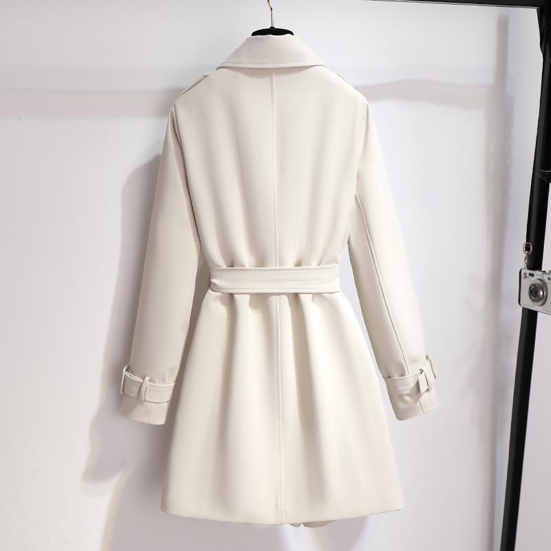 Mune | Women's Elegant White Trench Coat with Belt and Double Button Closure