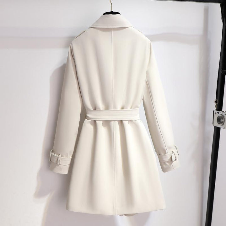 Mune | Women's Elegant White Trench Coat with Belt and Double Button Closure