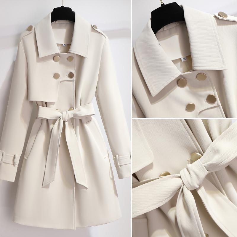 Mune | Women's Elegant White Trench Coat with Belt and Double Button Closure