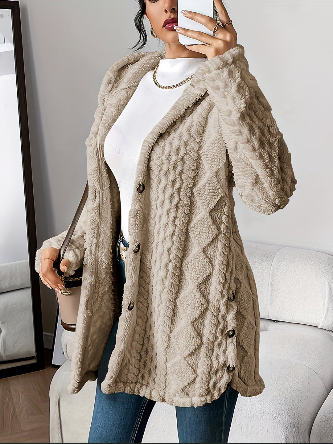 Mune | Women's Teddy jacket with hood and button closure