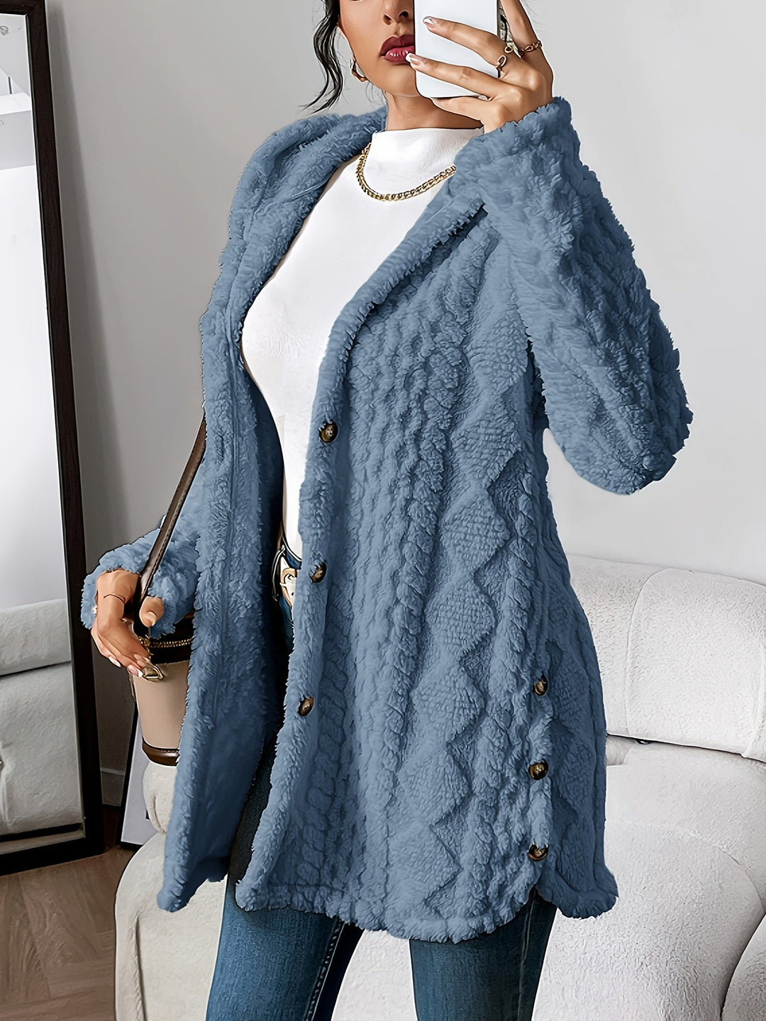 Mune | Women's Teddy jacket with hood and button closure