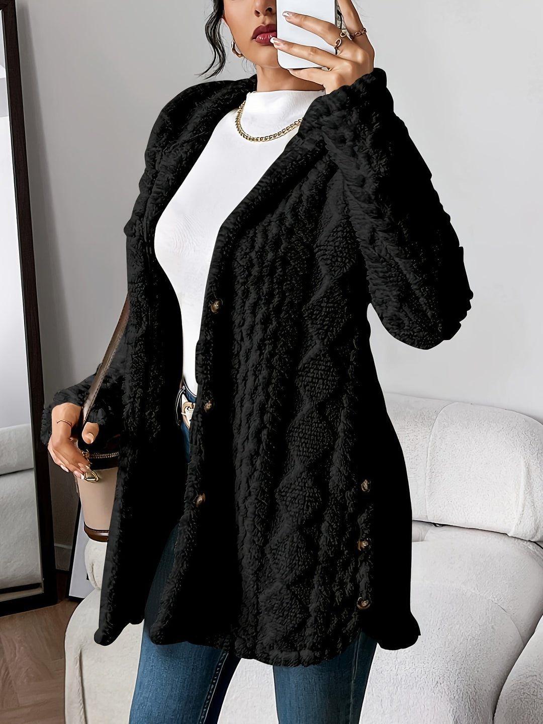Mune | Women's Teddy jacket with hood and button closure