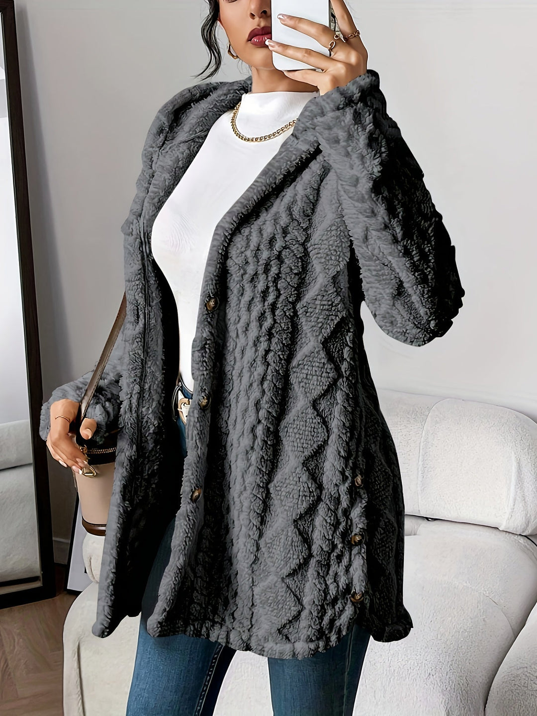 Mune | Women's Teddy jacket with hood and button closure