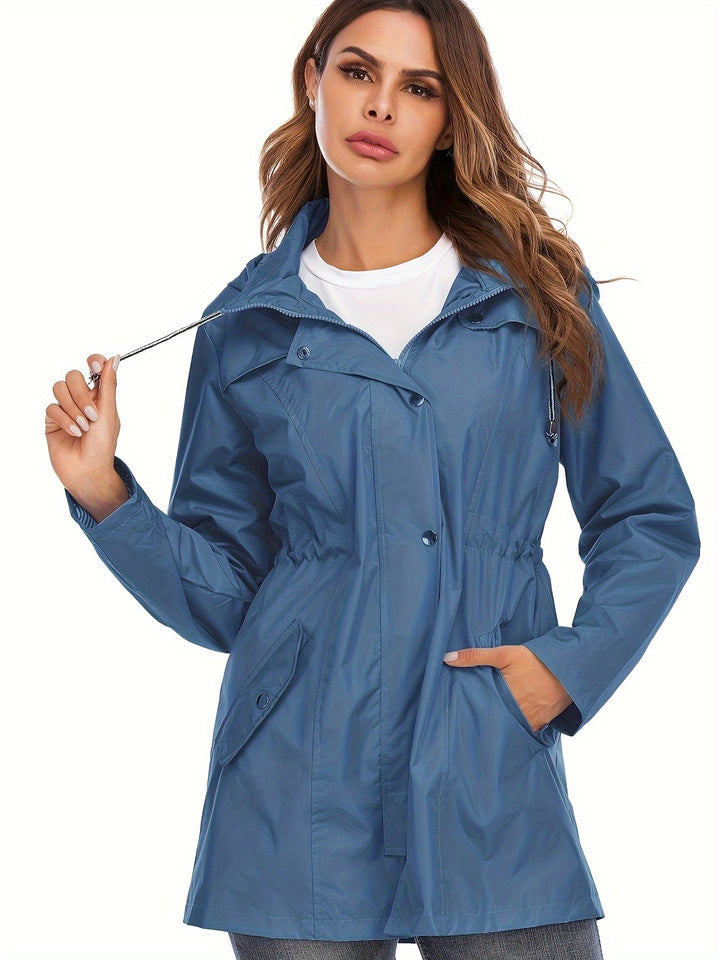 Mune | Mid-length raincoat with hood & zipper for city & rain