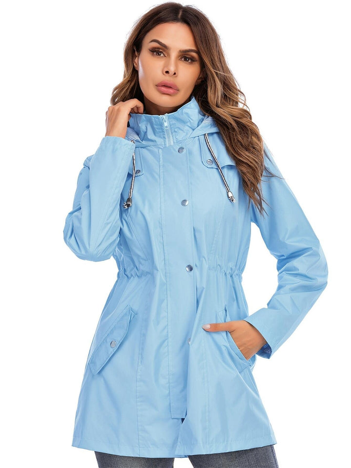 Mune | Mid-length raincoat with hood & zipper for city & rain