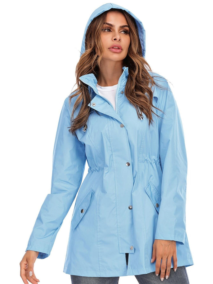 Mune | Mid-length raincoat with hood & zipper for city & rain